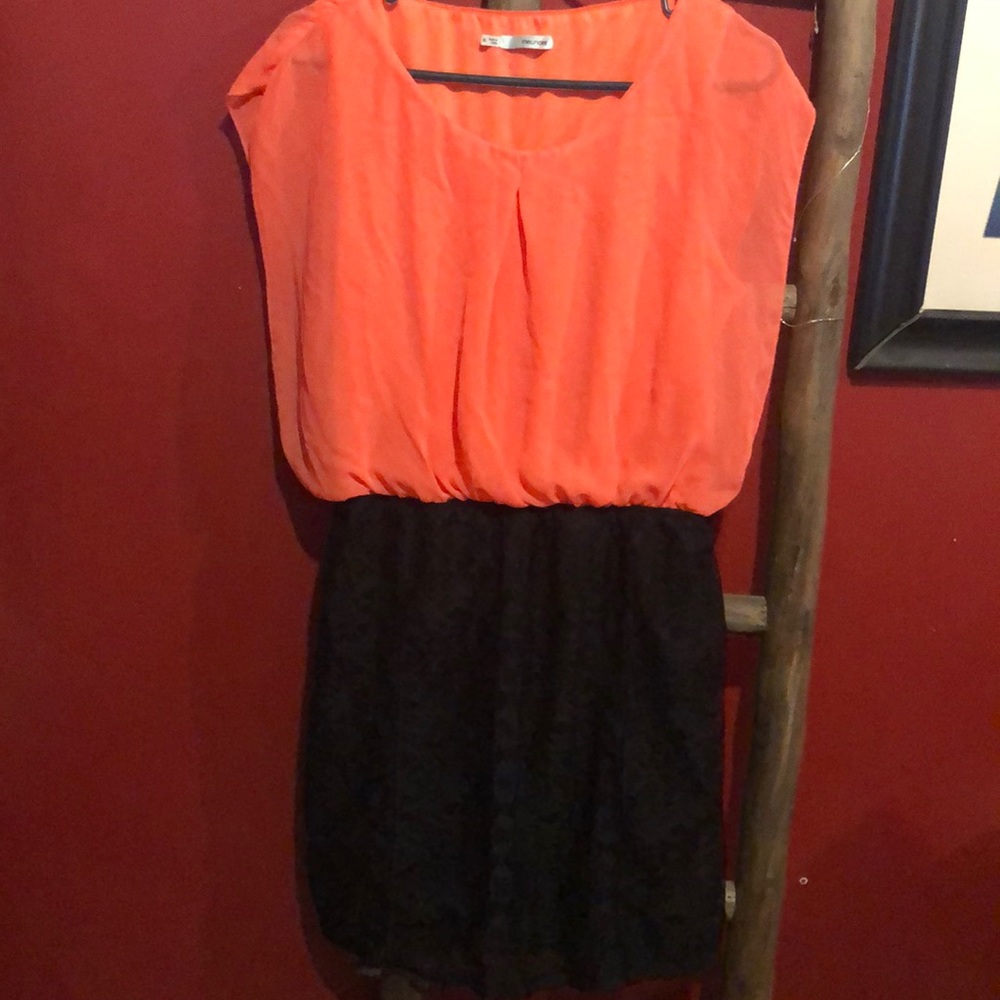 Maurices Tangerine and Black lace dress